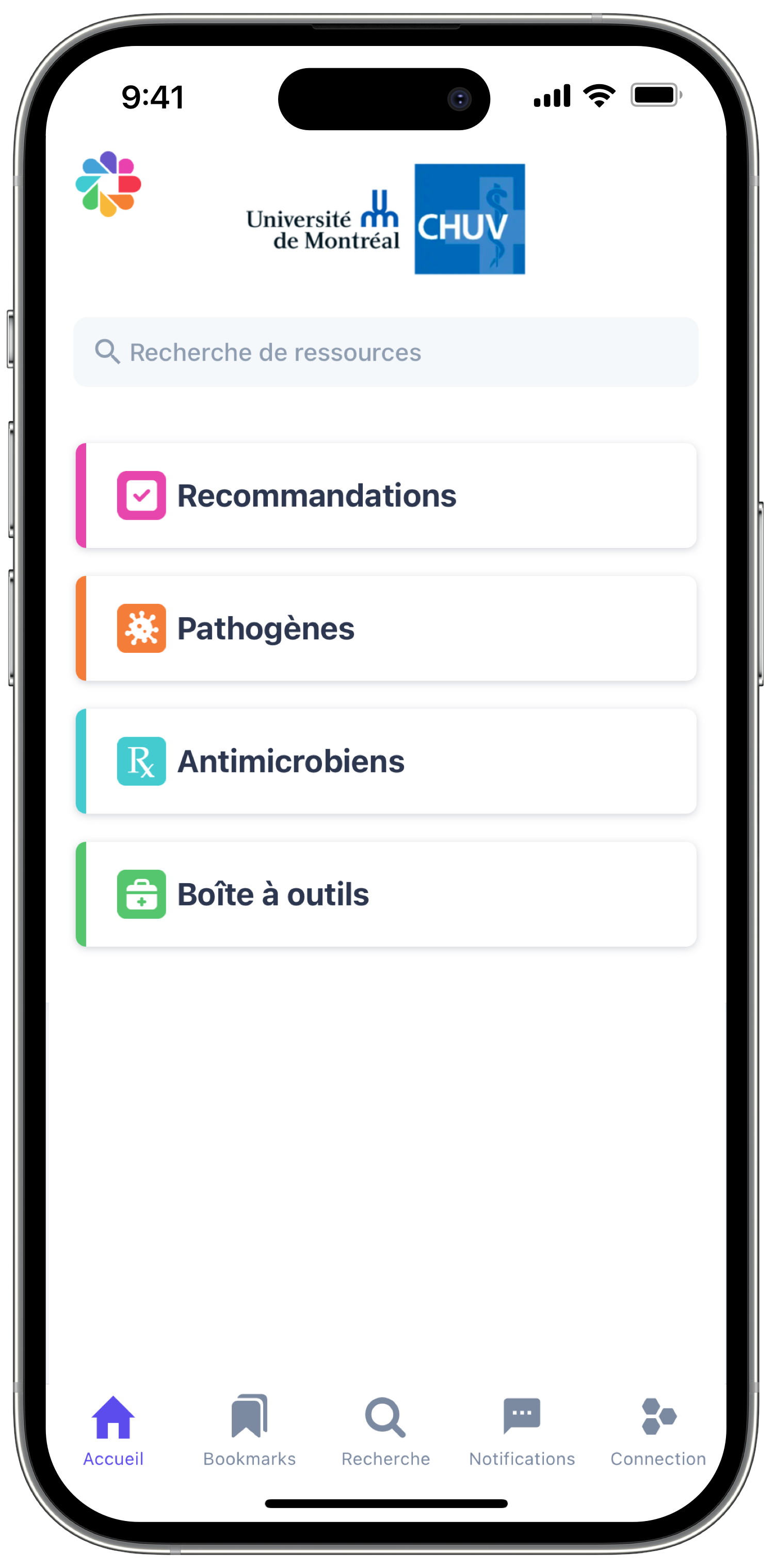 Firstline ID mobile app for CHUV - Université de Montréal