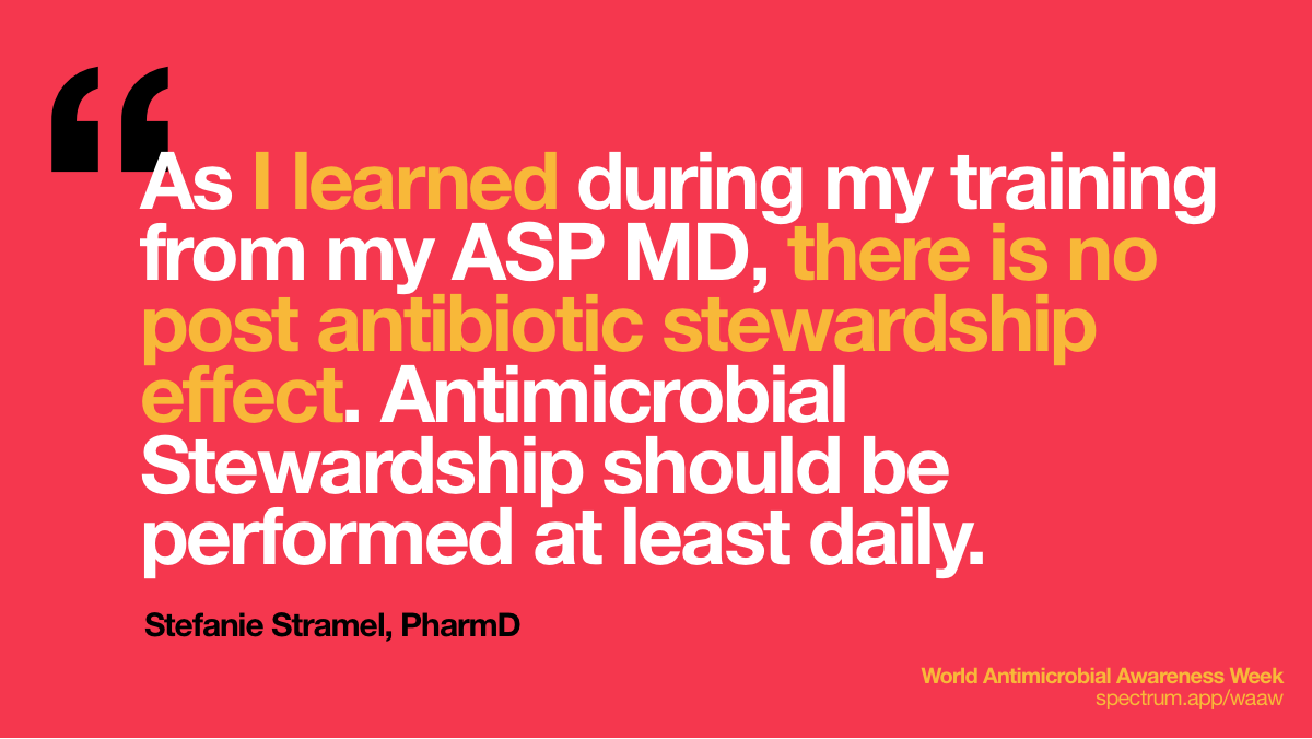 As I learned during
  my training from my ASP MD, there is no post antibiotic stewardship effect.
  Antimicrobial Stewardship should be performed at least daily.